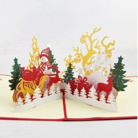 Handmade 3D Pop Up Christmas Card, Greeting Card, Jolly Snowman Reindeer Sledge Gift Delivery Tree Cottage Table Ornament Gift For Love Friendship Family